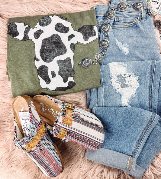 Cow Print Head - Graphic Top