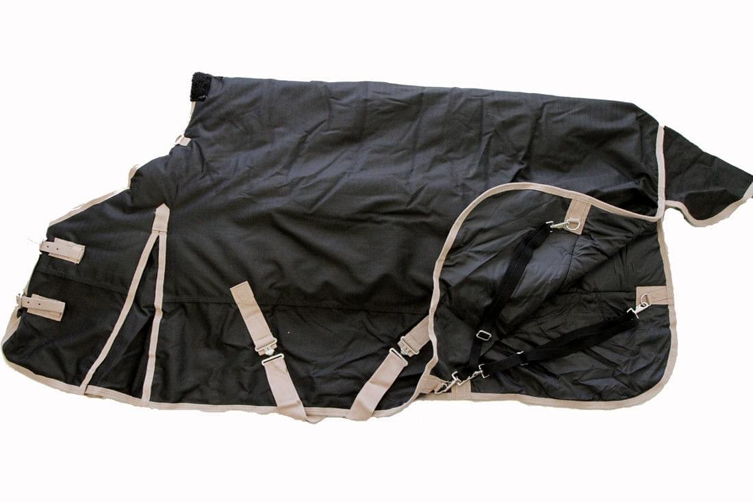 AJ Tack 1200D Waterproof Turnout Horse Blanket with Hood - Black
