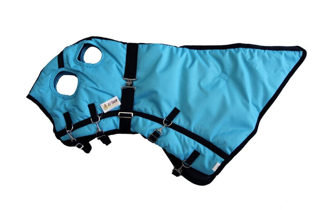 AJ Tack 1200D Waterproof Turnout Horse Blanket with Hood - Turquoise
