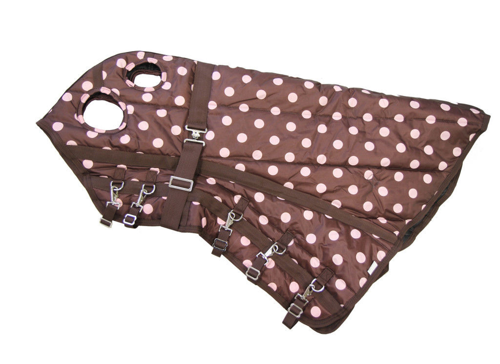 AJ Tack 420D Stable Blanket - Brown with Pink Dots