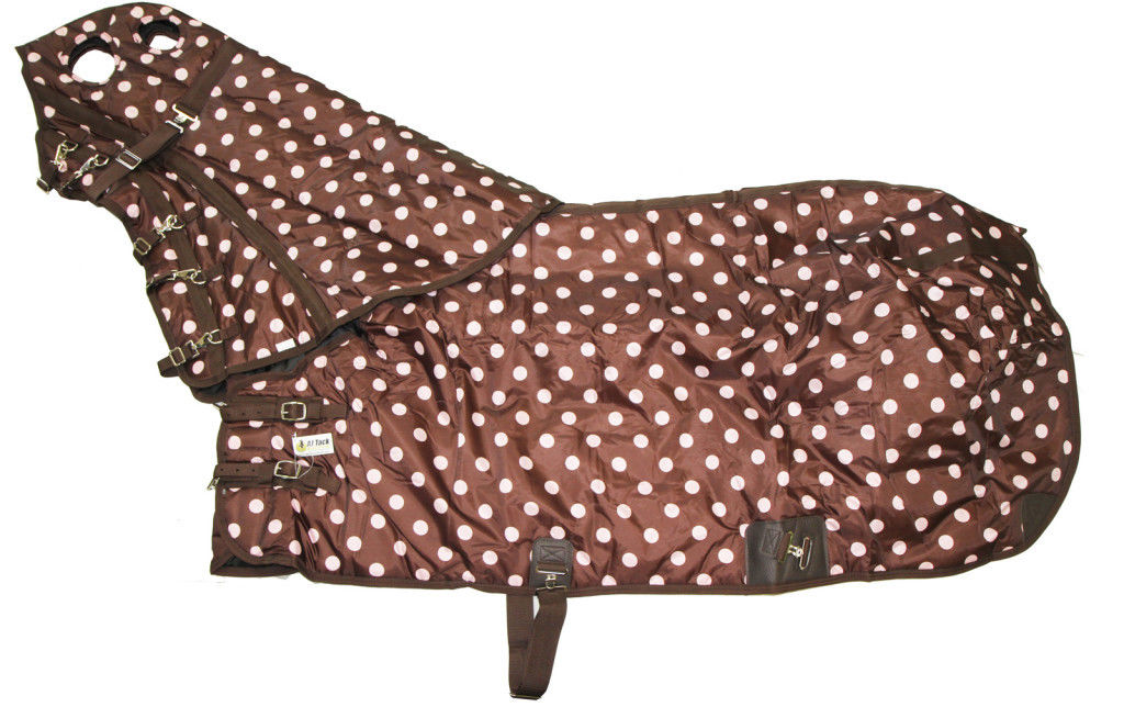 AJ Tack 420D Stable Blanket - Brown with Pink Dots